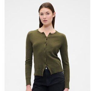 NEW GAP CREWNECK CARDIGAN--WOMEN'S SMALL--OLIVE GREEN